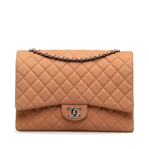 CHANEL Maxi Classic Caviar Double Flap Shoulder Bag